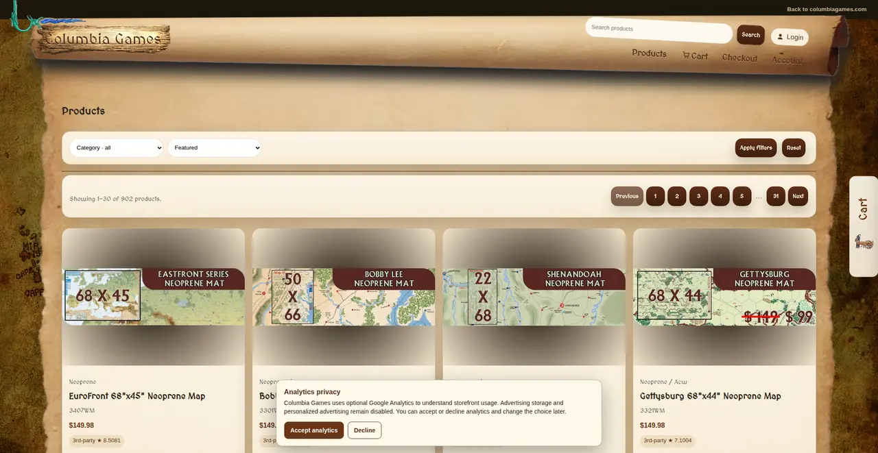 Columbia Games CCM v2 storefront screenshot