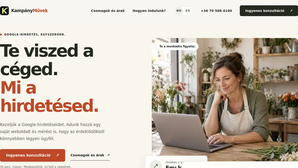 KampányMűvek marketing engine website screenshot